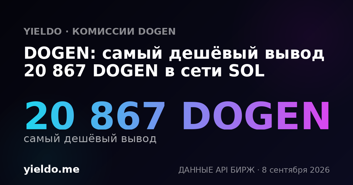 DOGEN: самый дешёвый вывод 20 867 DOGEN в сети SOL