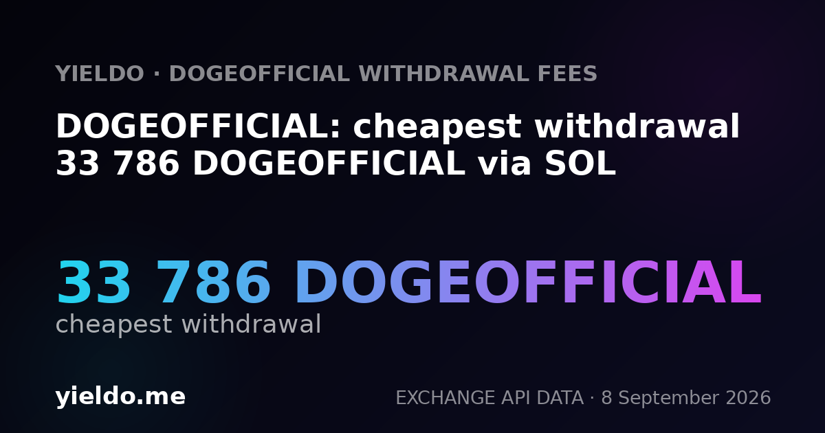 DOGEOFFICIAL: cheapest withdrawal 33 786 DOGEOFFICIAL via SOL