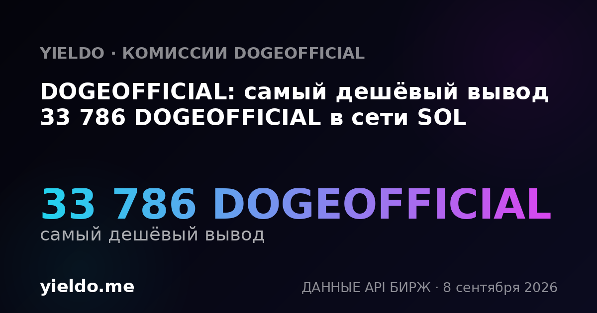 DOGEOFFICIAL: самый дешёвый вывод 33 786 DOGEOFFICIAL в сети SOL