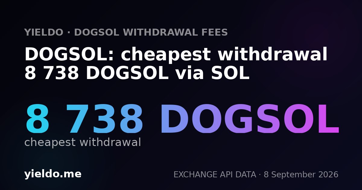DOGSOL: cheapest withdrawal 8 738 DOGSOL via SOL