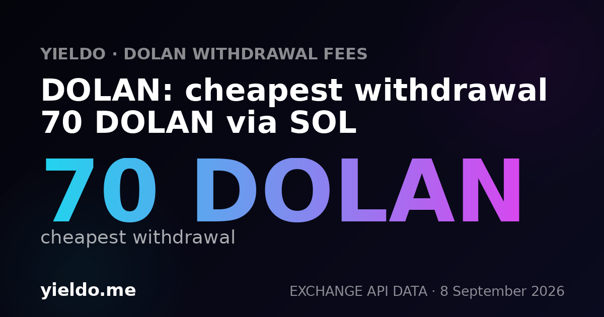 DOLAN: cheapest withdrawal 70 DOLAN via SOL