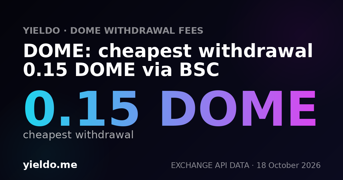 DOME: cheapest withdrawal 0.15 DOME via BSC