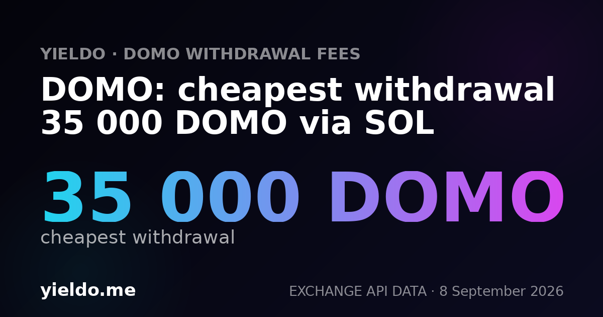 DOMO: cheapest withdrawal 35 000 DOMO via SOL