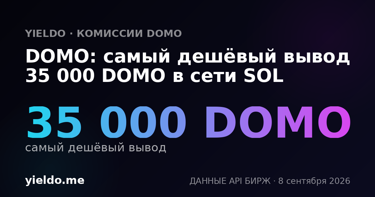 DOMO: самый дешёвый вывод 35 000 DOMO в сети SOL