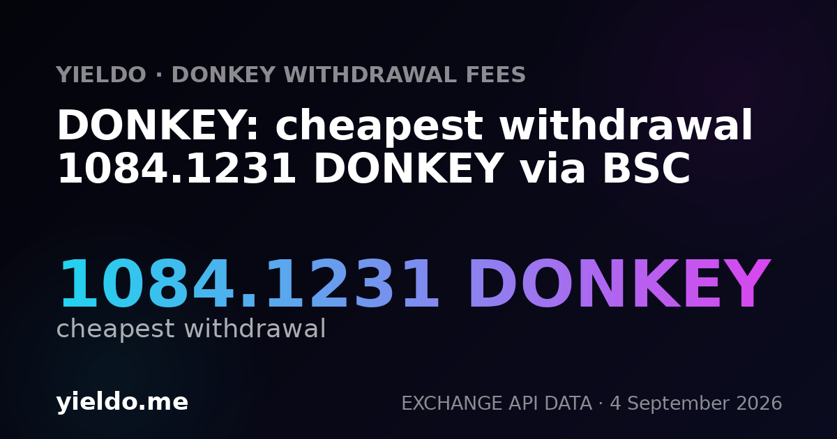 DONKEY: cheapest withdrawal 1084.1231 DONKEY via BSC