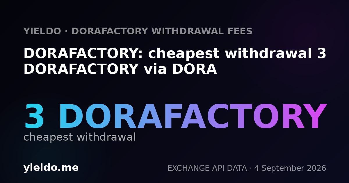 DORAFACTORY: cheapest withdrawal 3 DORAFACTORY via DORA