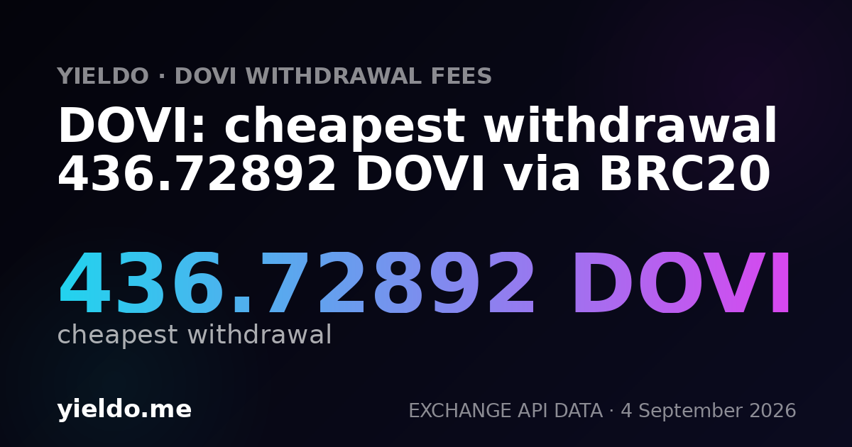 DOVI: cheapest withdrawal 436.72892 DOVI via BRC20