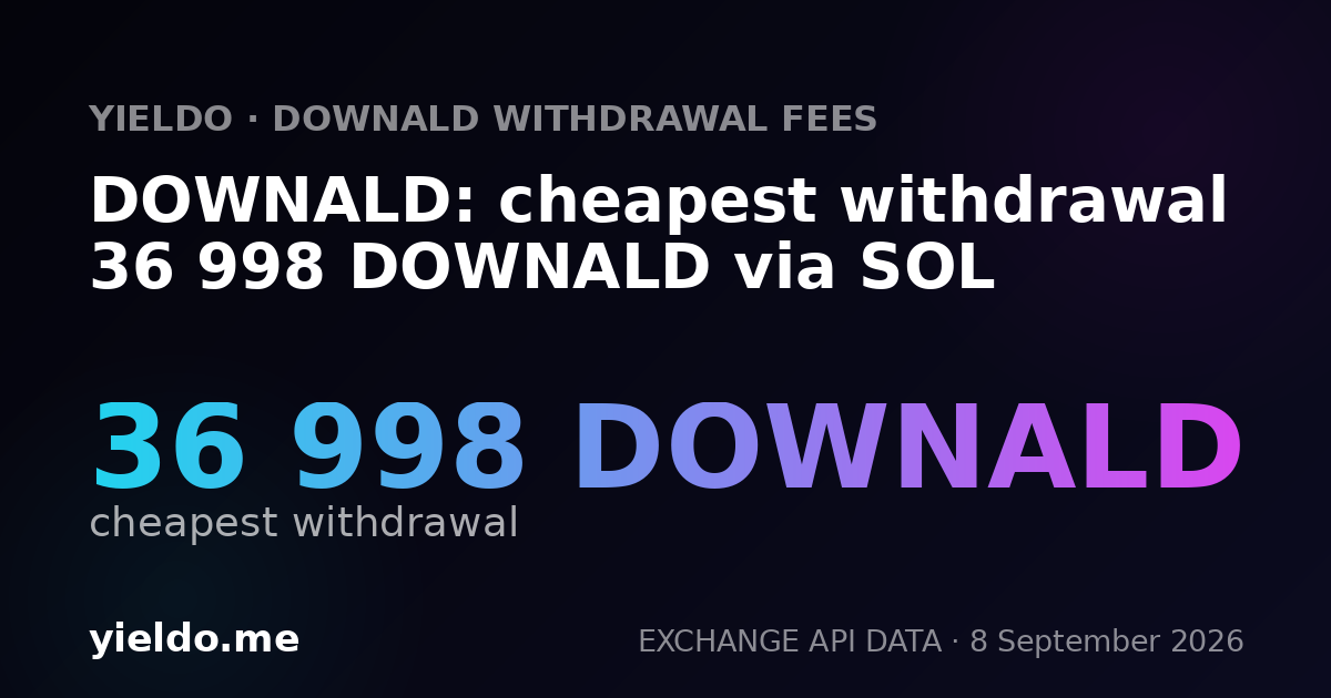 DOWNALD: cheapest withdrawal 36 998 DOWNALD via SOL