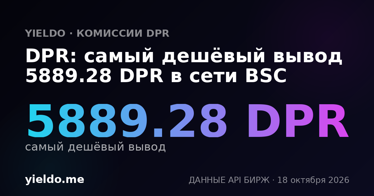 DPR: самый дешёвый вывод 5889.28 DPR в сети BSC