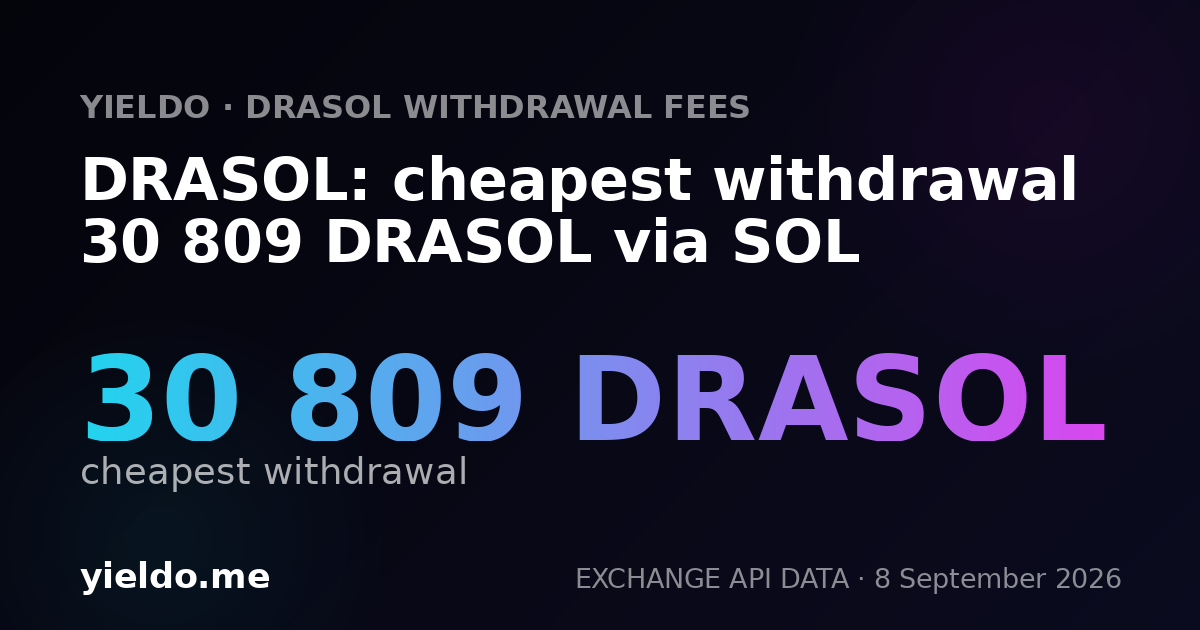 DRASOL: cheapest withdrawal 30 809 DRASOL via SOL