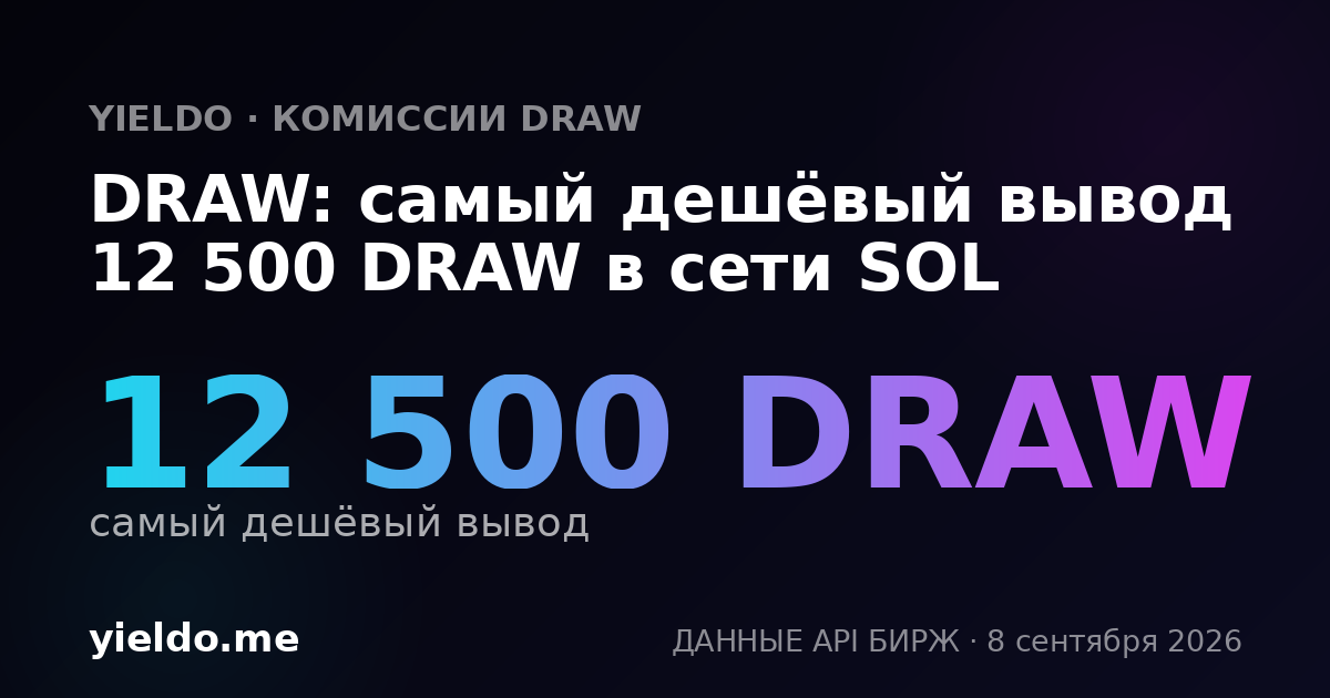 DRAW: самый дешёвый вывод 12 500 DRAW в сети SOL