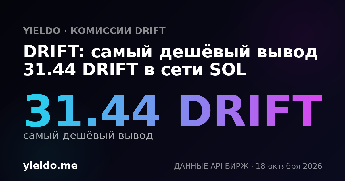 DRIFT: самый дешёвый вывод 31.44 DRIFT в сети SOL