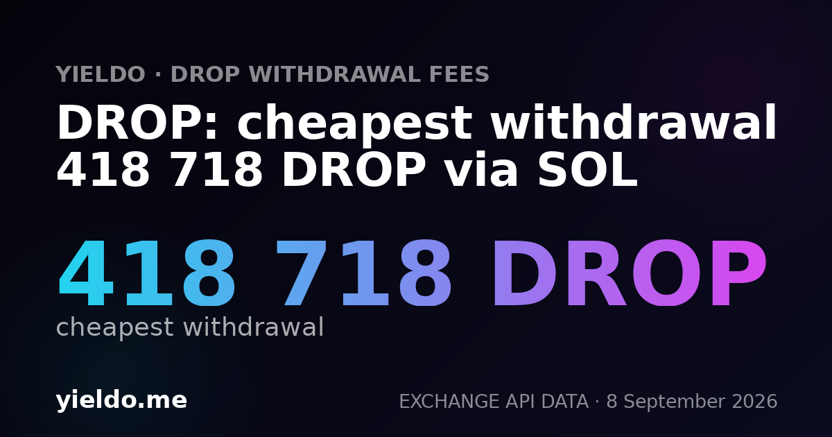 DROP: cheapest withdrawal 418 718 DROP via SOL