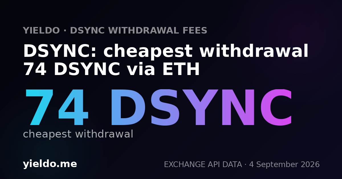 DSYNC: cheapest withdrawal 74 DSYNC via ETH