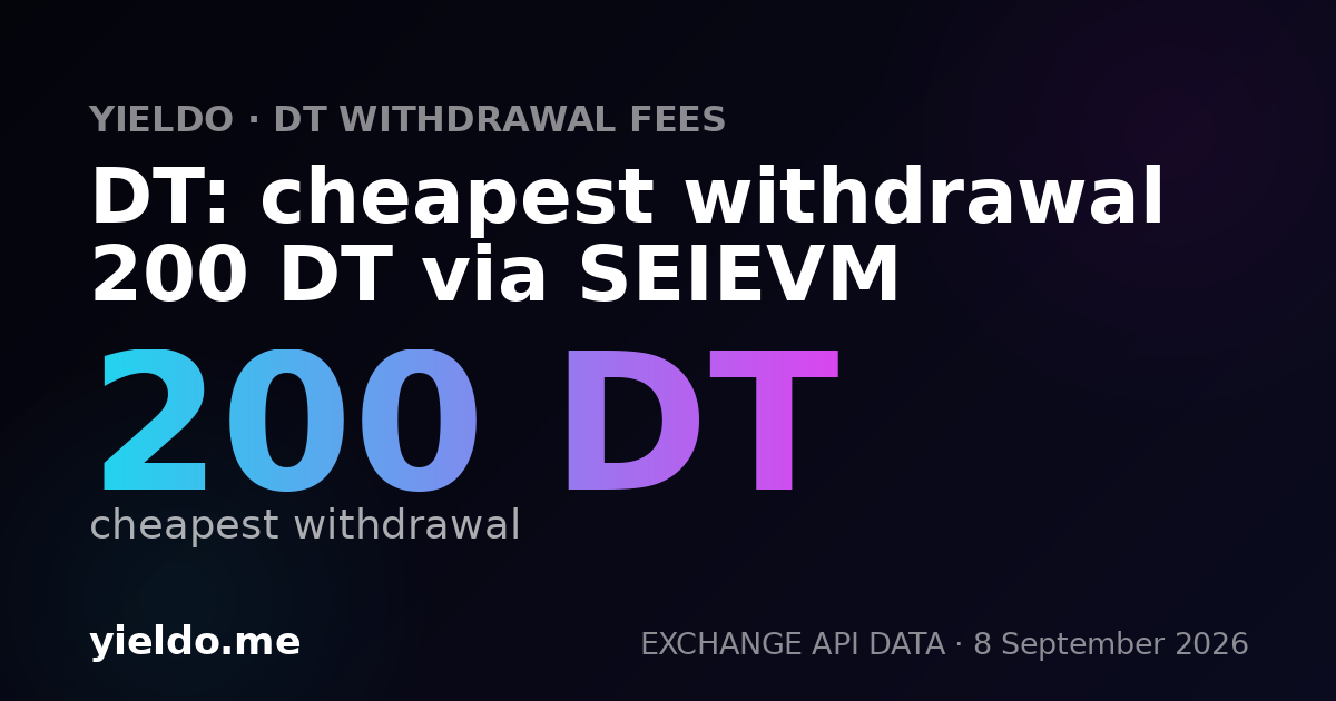 DT: cheapest withdrawal 200 DT via SEIEVM