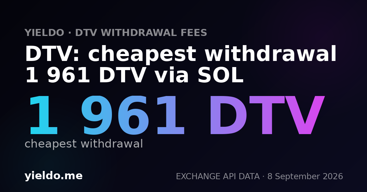 DTV: cheapest withdrawal 1 961 DTV via SOL