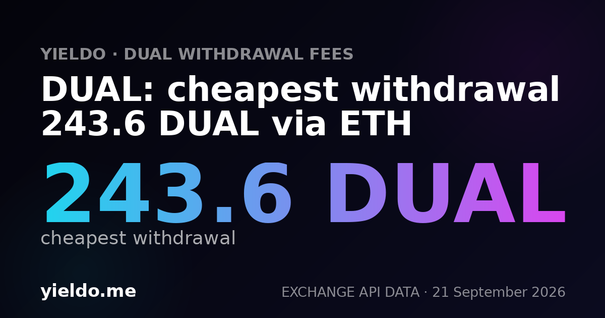 DUAL: cheapest withdrawal 242.7 DUAL via ETH