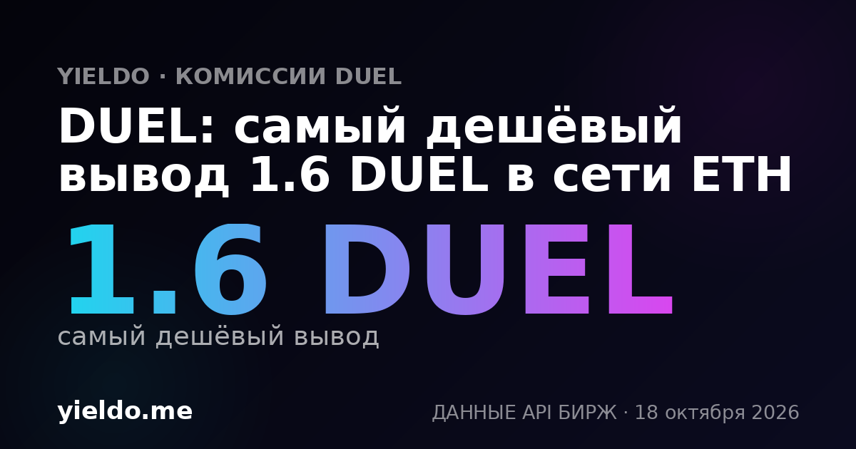 DUEL: самый дешёвый вывод 1.6 DUEL в сети ETH