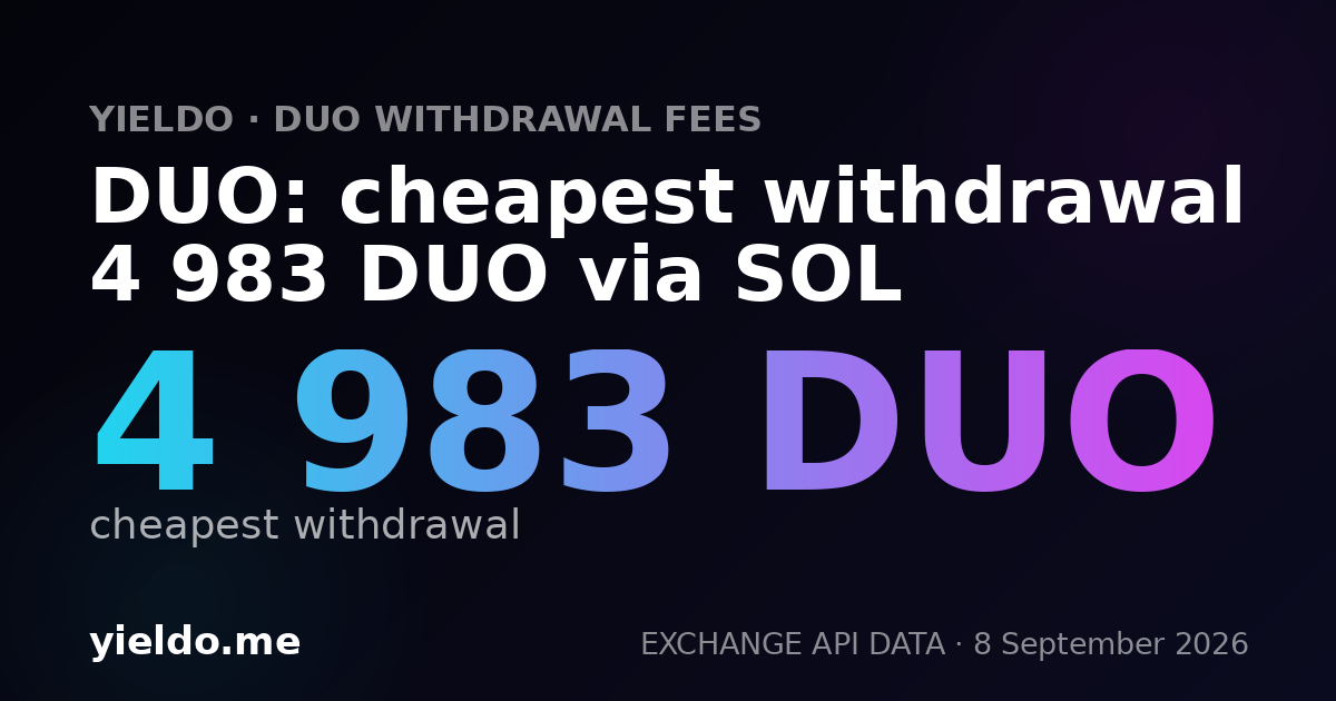 DUO: cheapest withdrawal 4 983 DUO via SOL
