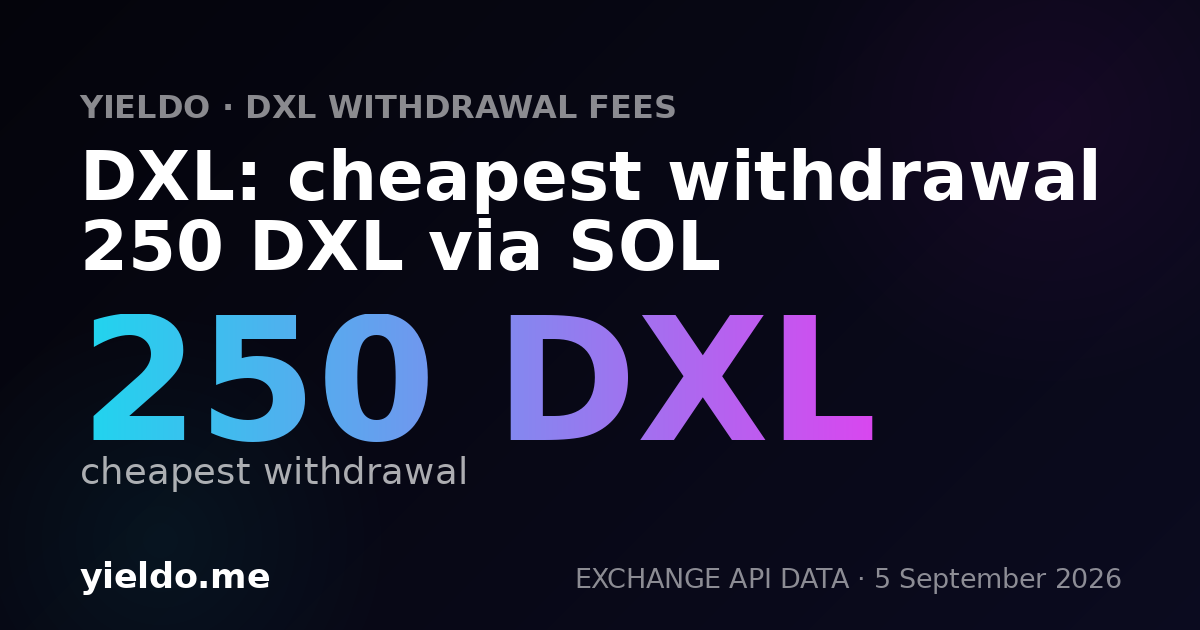 DXL: cheapest withdrawal 250 DXL via SOL