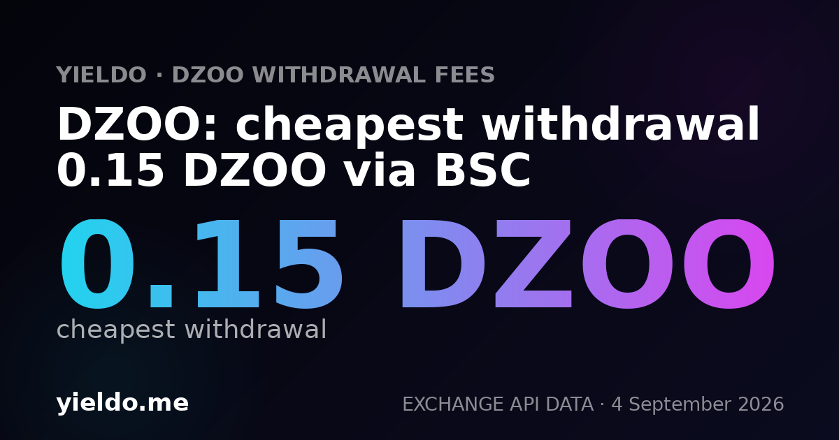 DZOO: cheapest withdrawal 0.15 DZOO via BSC