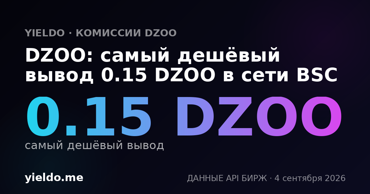 DZOO: самый дешёвый вывод 0.15 DZOO в сети BSC