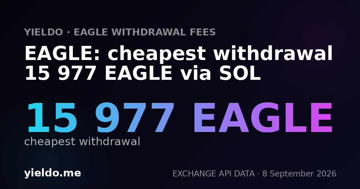 EAGLE: cheapest withdrawal 15 977 EAGLE via SOL