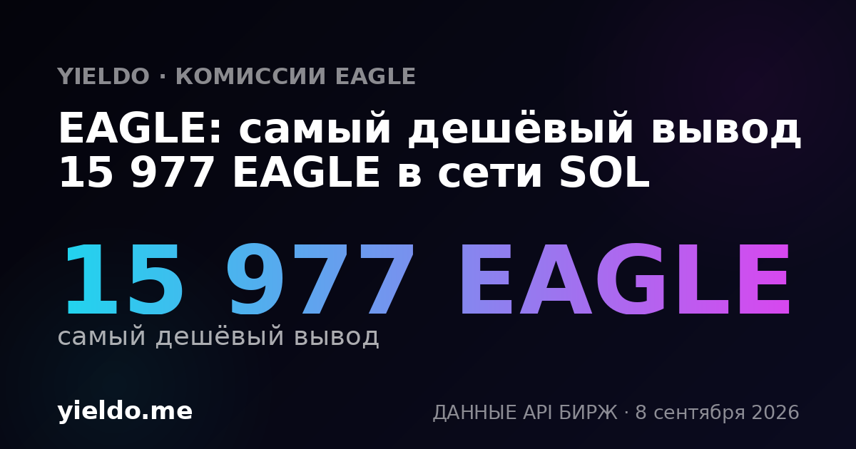 EAGLE: самый дешёвый вывод 15 977 EAGLE в сети SOL