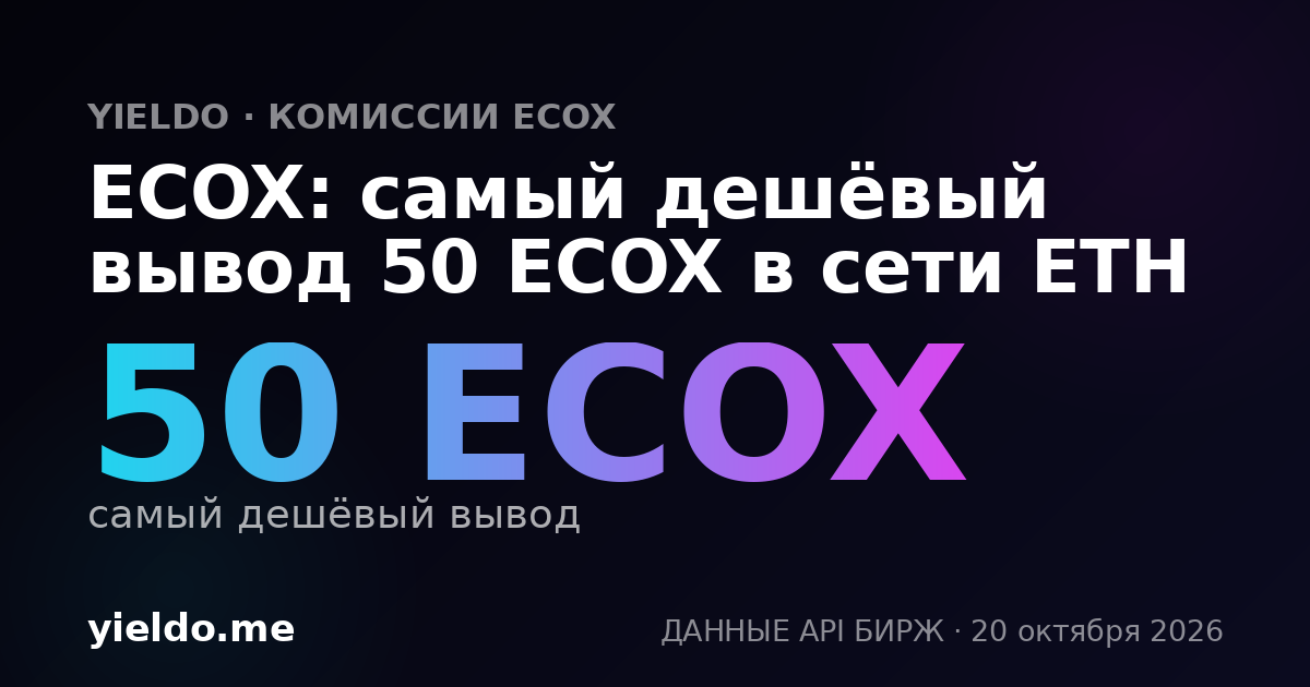 ECOX: самый дешёвый вывод 50 ECOX в сети ETH