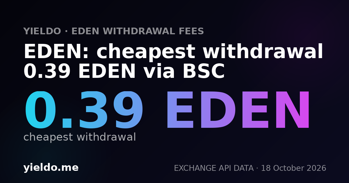 EDEN: cheapest withdrawal 0.39 EDEN via BSC