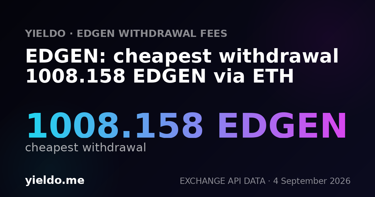 EDGEN: cheapest withdrawal 1008.158 EDGEN via ETH