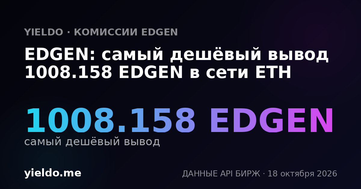 EDGEN: самый дешёвый вывод 1008.158 EDGEN в сети ETH