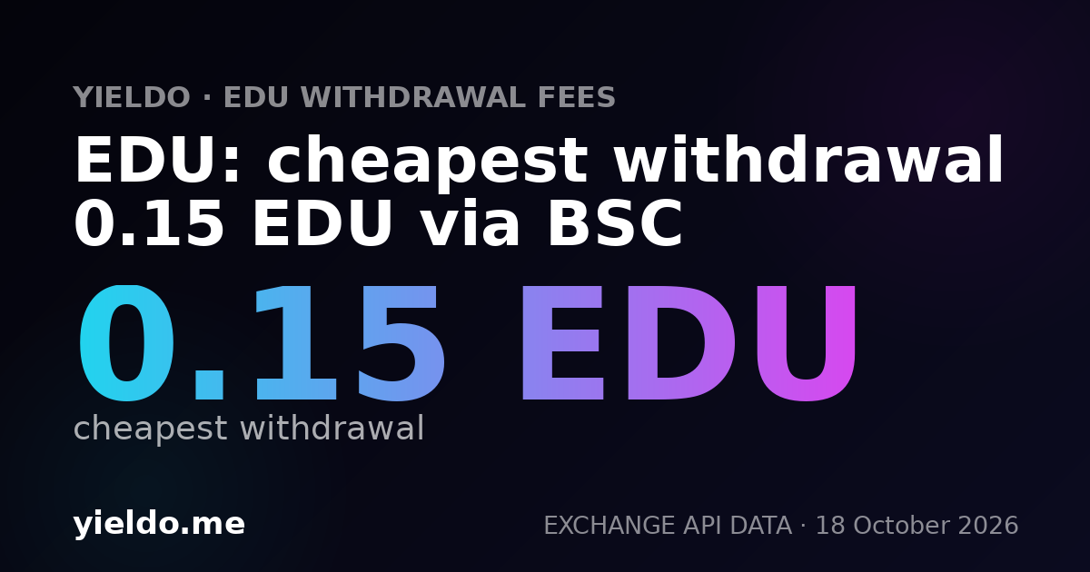 EDU: cheapest withdrawal 0.15 EDU via BSC