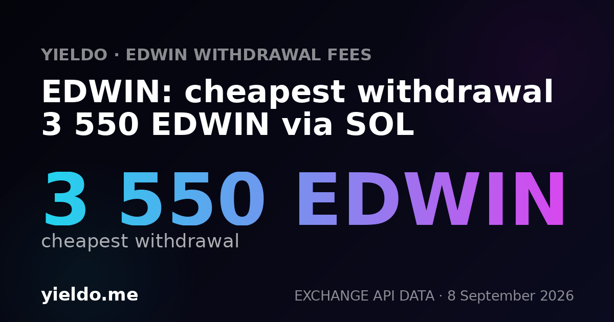 EDWIN: cheapest withdrawal 3 550 EDWIN via SOL