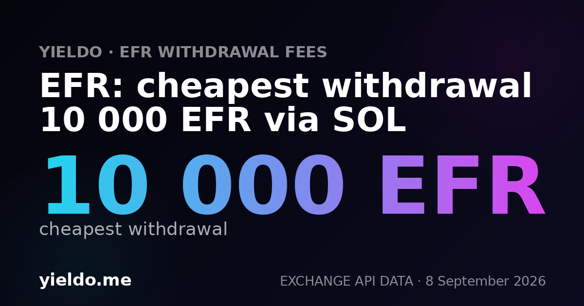 EFR: cheapest withdrawal 10 000 EFR via SOL