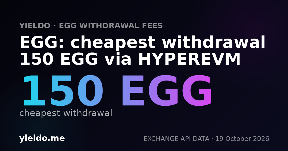EGG: cheapest withdrawal 150 EGG via HYPEREVM