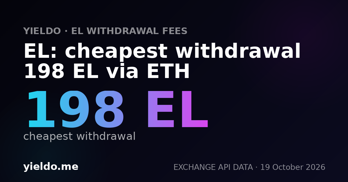 EL: cheapest withdrawal 198 EL via ETH