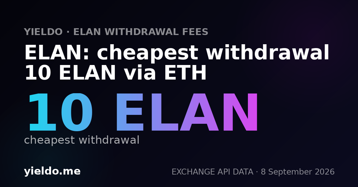 ELAN: cheapest withdrawal 10 ELAN via ETH