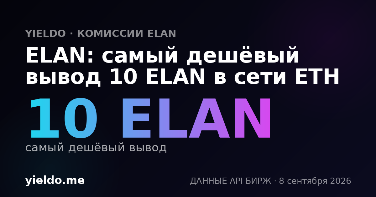 ELAN: самый дешёвый вывод 10 ELAN в сети ETH
