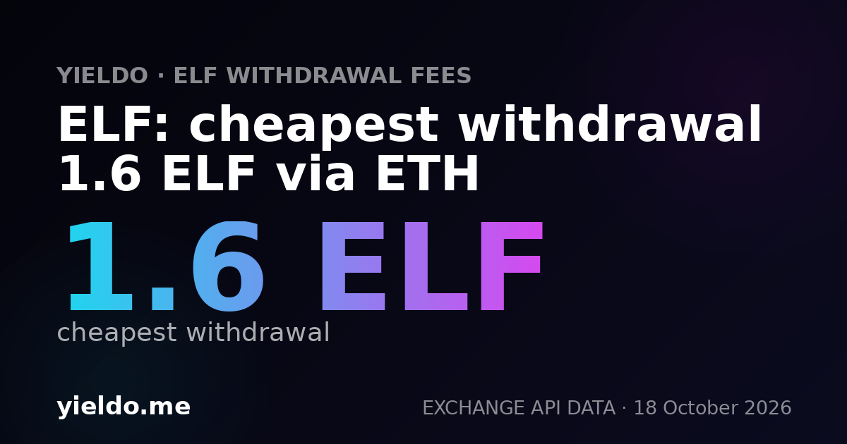 ELF: cheapest withdrawal 1.6 ELF via ETH