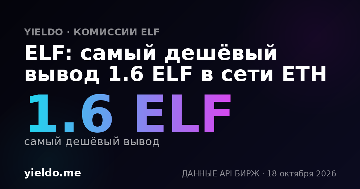 ELF: самый дешёвый вывод 1.6 ELF в сети ETH