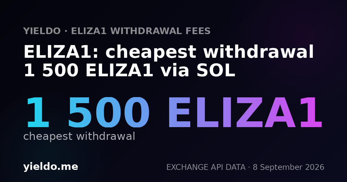 ELIZA1: cheapest withdrawal 1 500 ELIZA1 via SOL
