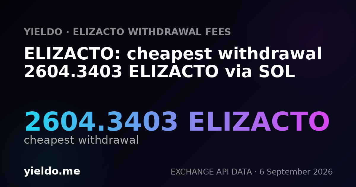ELIZACTO: cheapest withdrawal 2604.3403 ELIZACTO via SOL