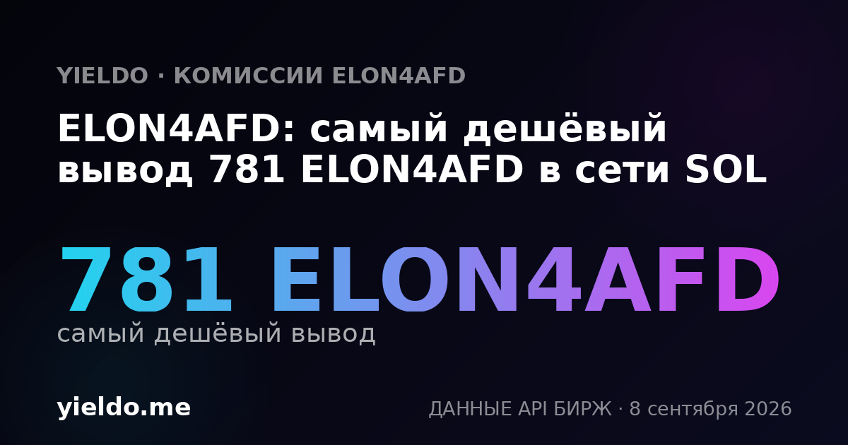 ELON4AFD: самый дешёвый вывод 781 ELON4AFD в сети SOL