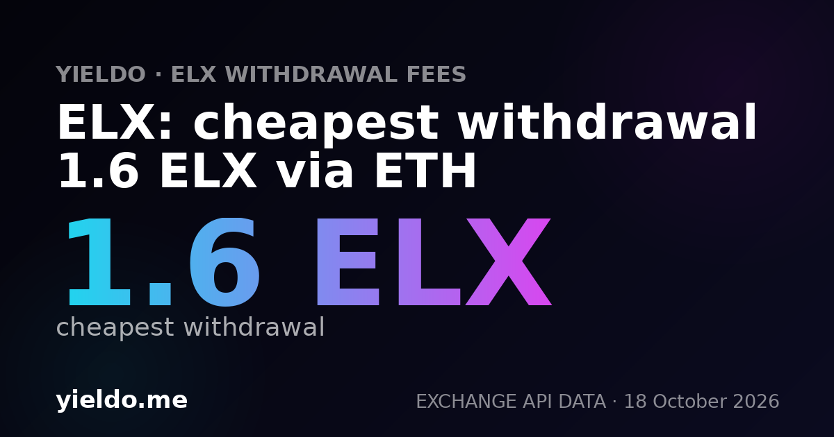 ELX: cheapest withdrawal 1.6 ELX via ETH