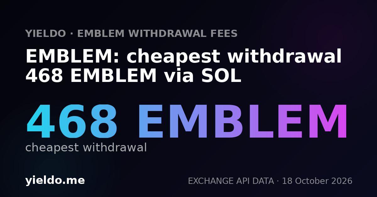 EMBLEM: cheapest withdrawal 465 EMBLEM via SOL