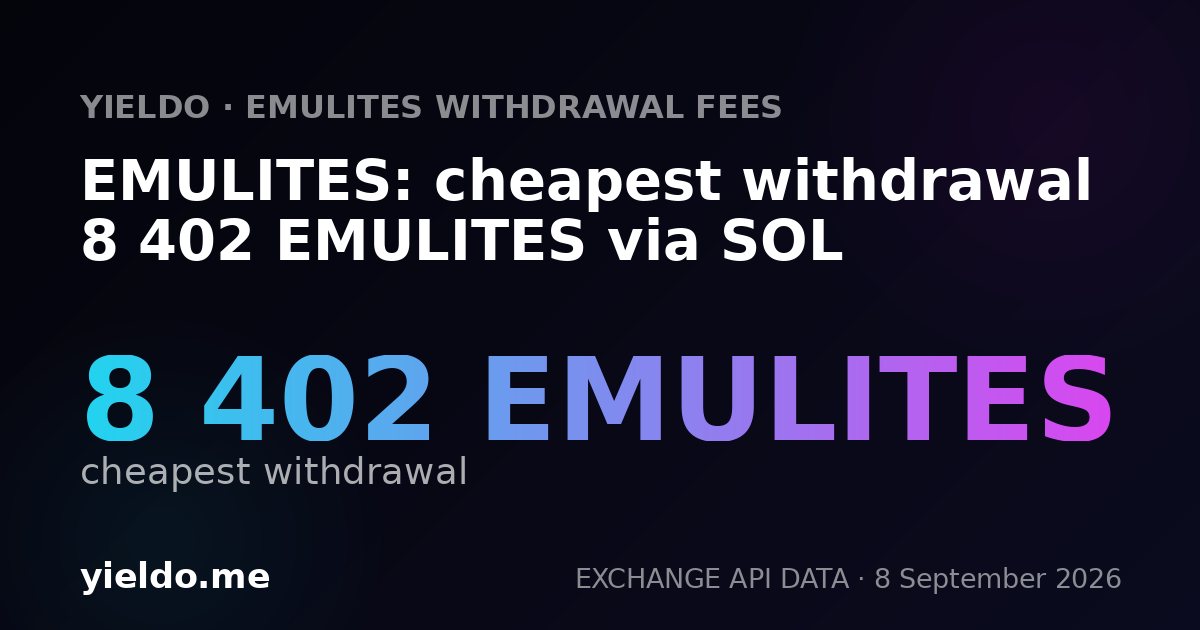 EMULITES: cheapest withdrawal 8 402 EMULITES via SOL