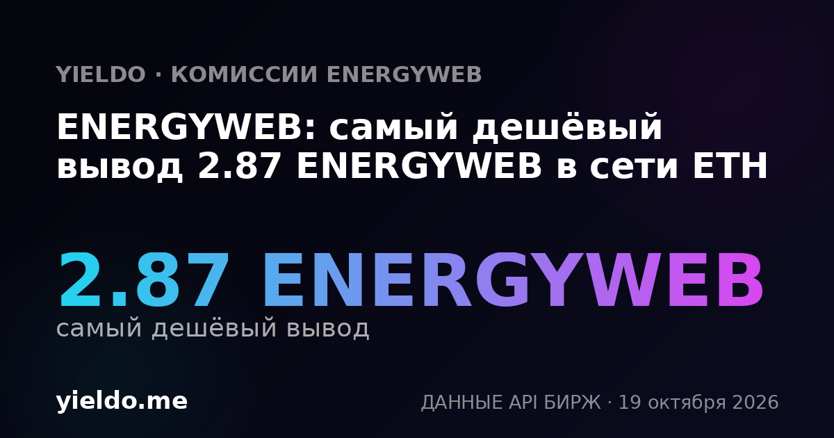 ENERGYWEB: самый дешёвый вывод 2.87 ENERGYWEB в сети ETH
