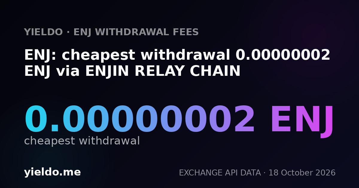ENJ: cheapest withdrawal 0.00000002 ENJ via ENJIN RELAY CHAIN