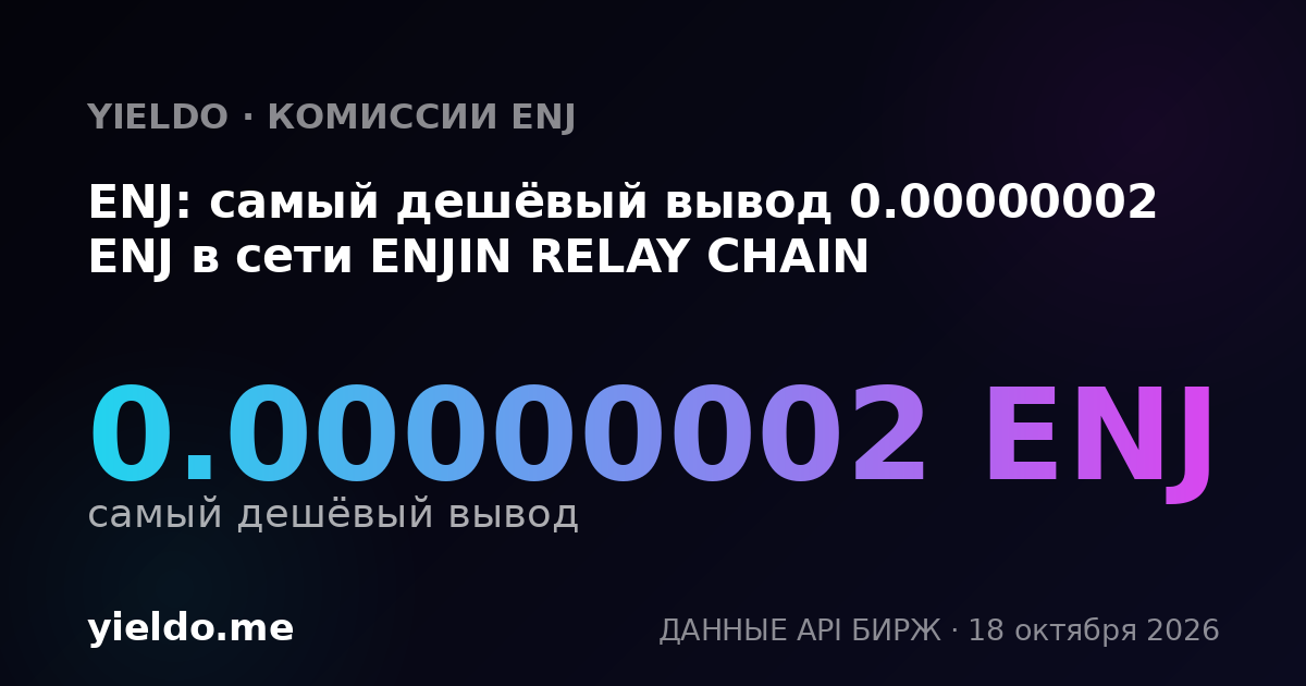 ENJ: самый дешёвый вывод 0.00000002 ENJ в сети ENJIN RELAY CHAIN